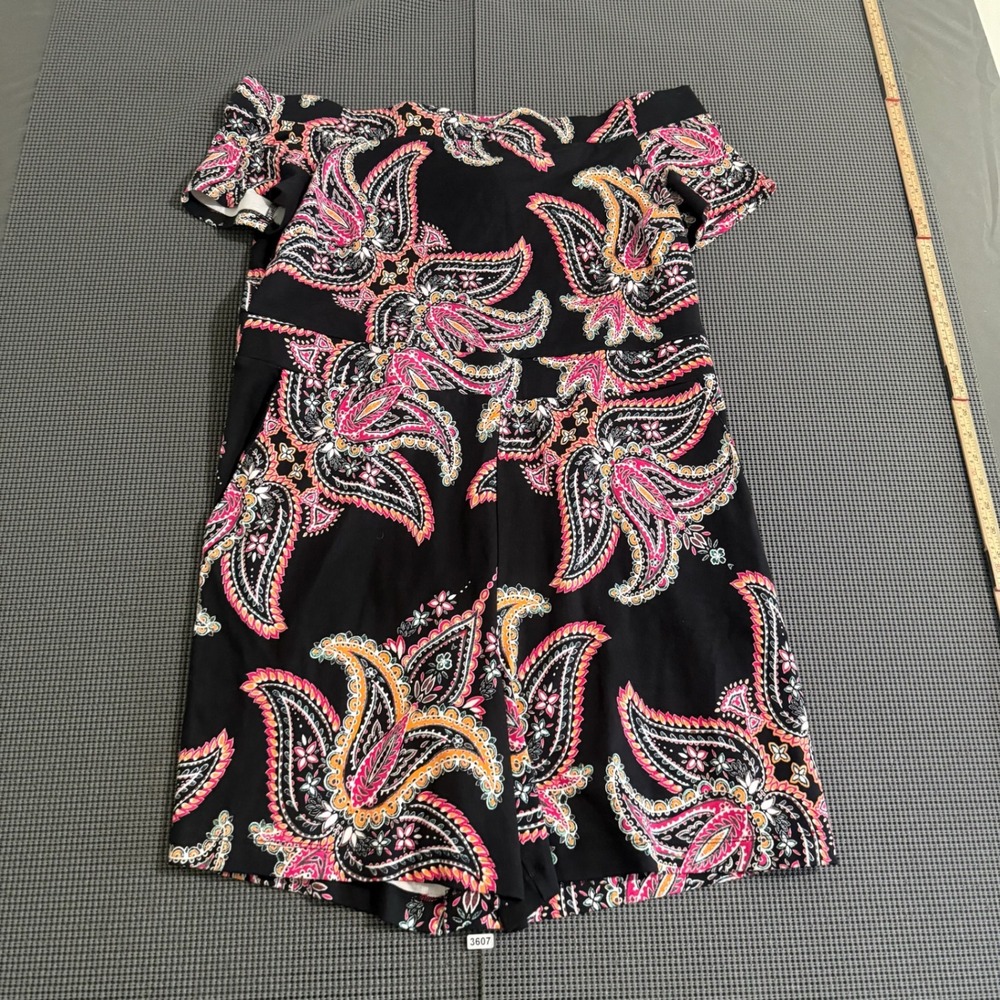 New York & Company Women XL Black Paisley Off Shoulder Romper NWT